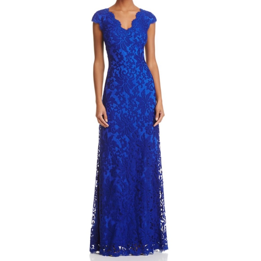 Tadashi Shoji Blue Lace Evening Gown